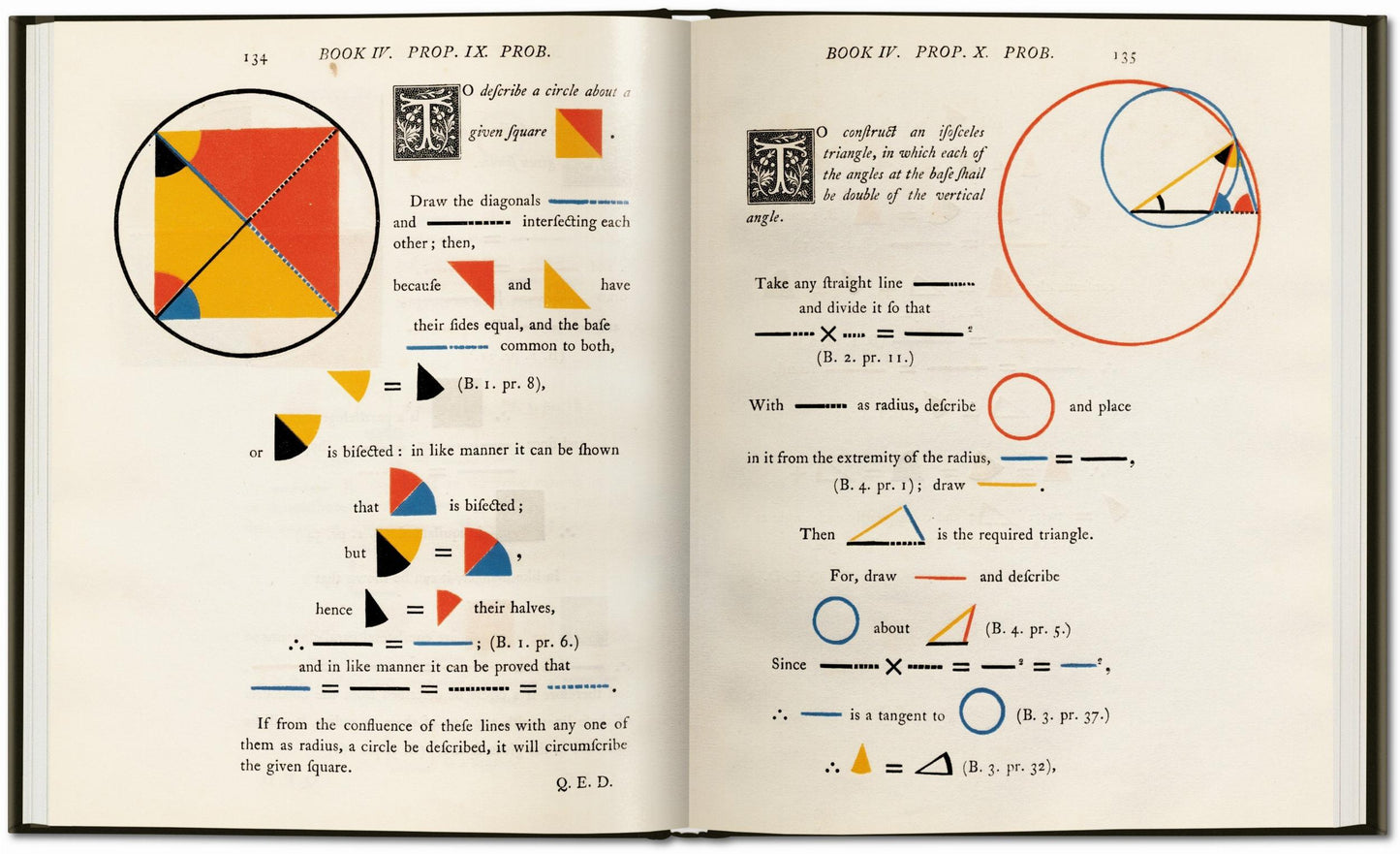 Oliver Byrne. The First Six Books of the Elements of Euclid (German, French, English)