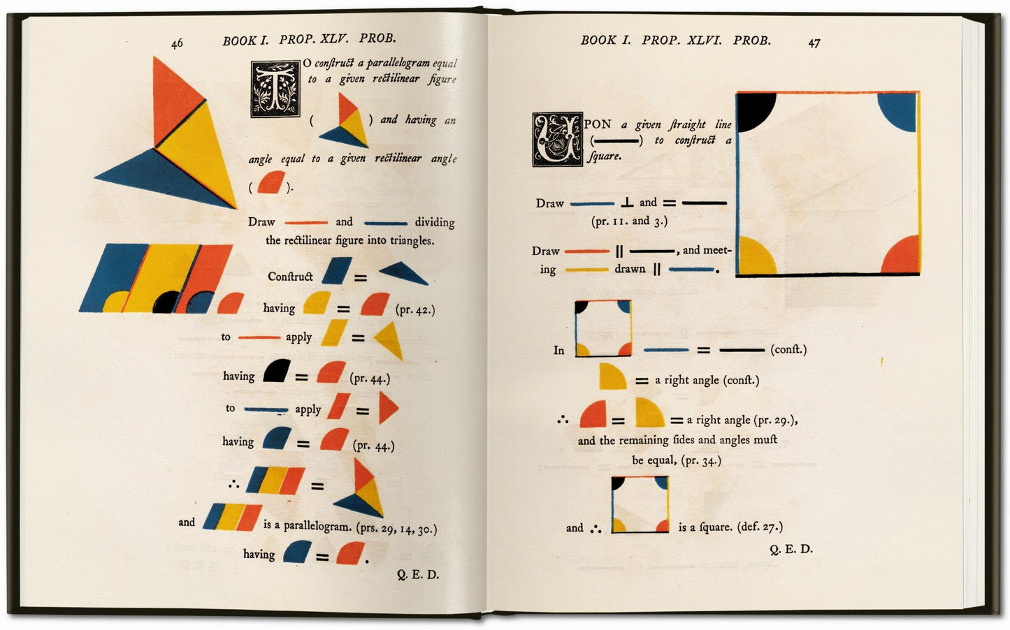 Oliver Byrne. The First Six Books of the Elements of Euclid (German, French, English)